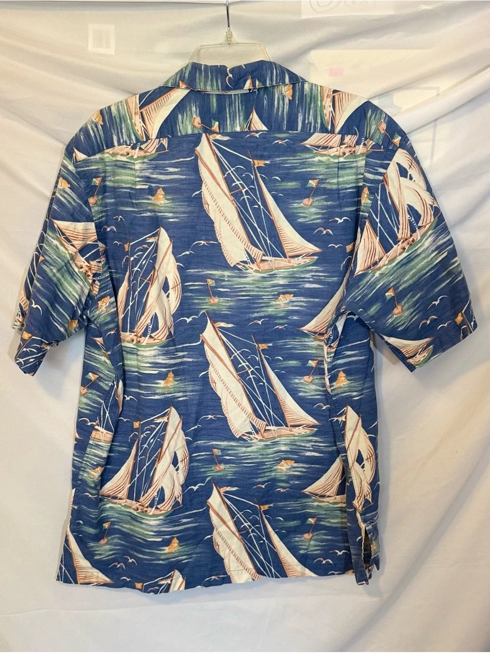 Polo Ralph Lauren Vintage Camp Shirt Men’s Lg Blue Nautical Short Sleeve (HH26)
